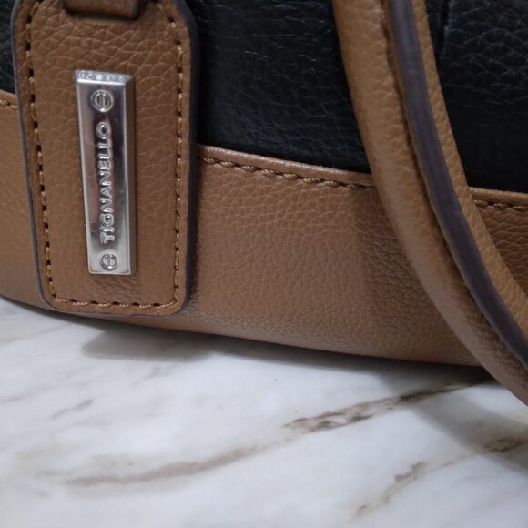 Tignanello | Leather Handbag Shoulder Bag Black Brown Zippered - Picture 3 of 8